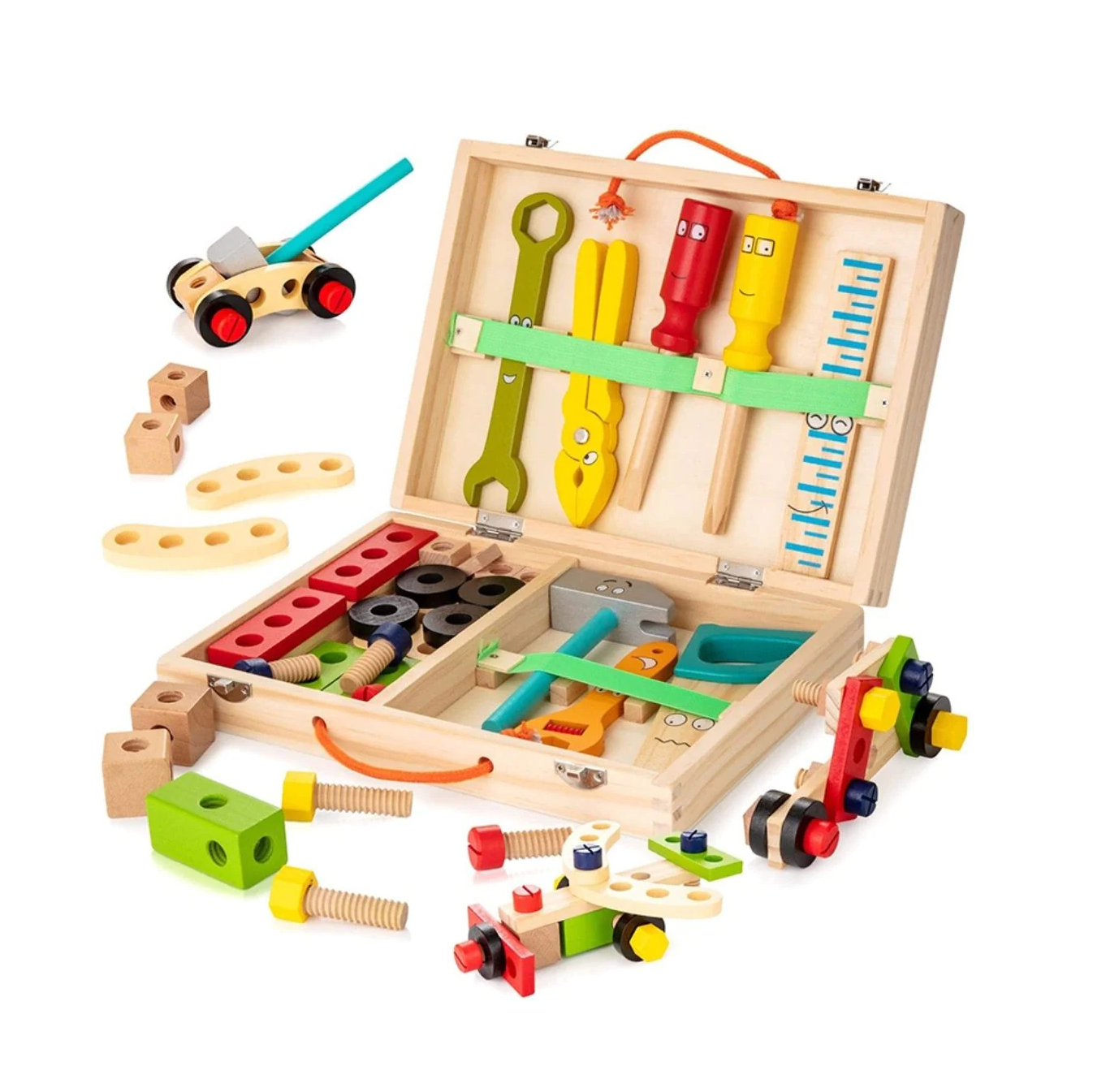 33-Piece Wooden Tool Kit Set with Tool Box